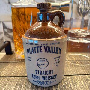 Vintage McCormick Platte Valley Stoneware Whiskey Jug w/ Original Cork — 6"
